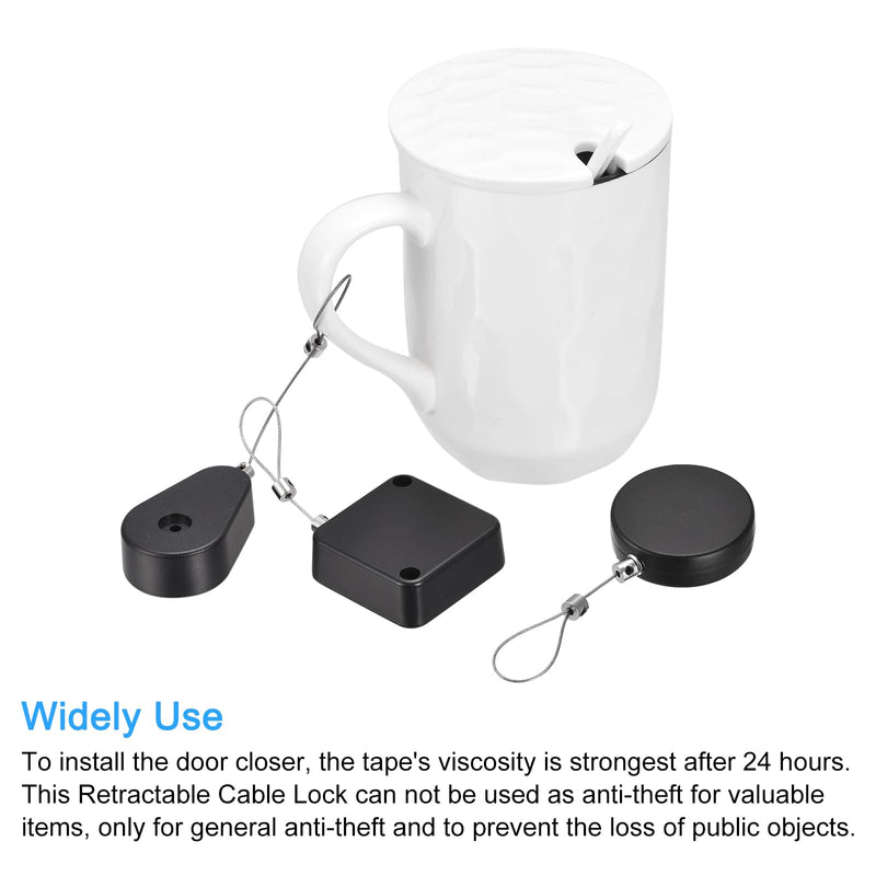 MECCANIXITY Retractable Cable Lock with Double-Sided Adhesive Remote Control Security Lock Arc Terminal for TV, DVD,Showroom,Remote,600g 2Set Black