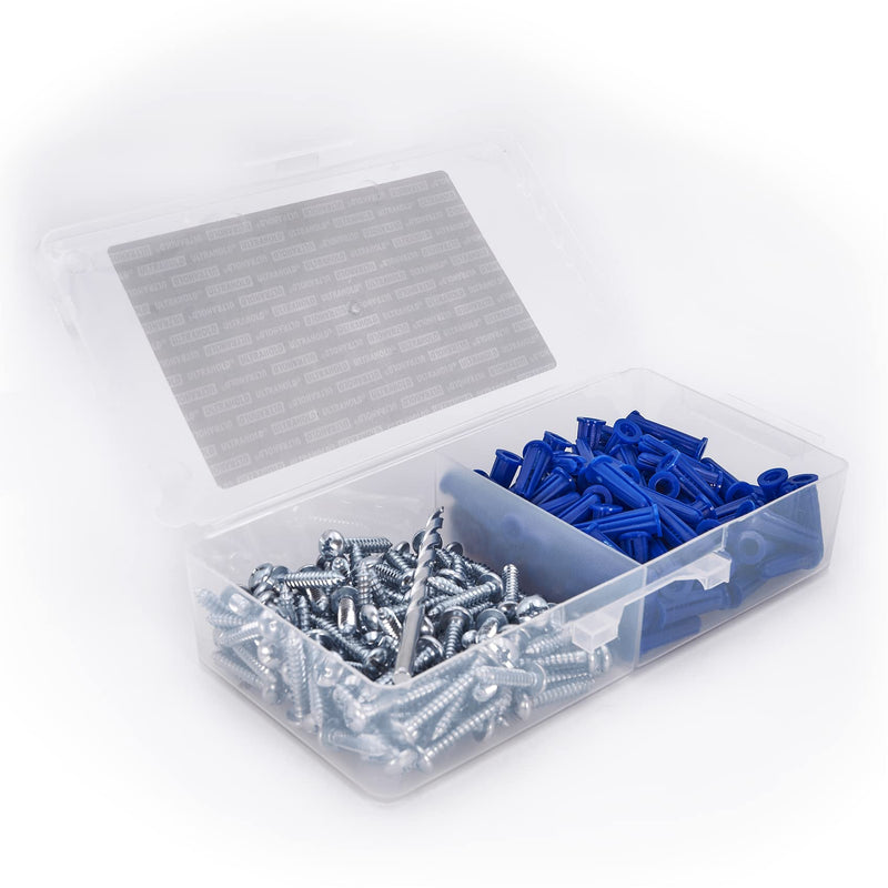 CONFAST® #10-12 Plastic Conical Blue Bantam Drywall Wall Anchor Kit PAK1012, Includes (100) Anchors, (100) Screws and (1) Drill bit (201 Pieces) #10 #12