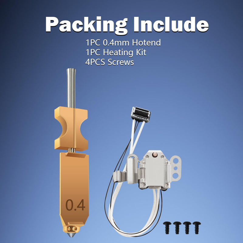 for FLASHFORGE AD5X Upgraded 0.4mm Hotend Nozzle and Heating Assembly Kit with Base Clip Heater Cartridge Thermister 3D Printer Extruder Kits All Metal Hot End/Printhead Replacement Detachable Nozzle 2 PCS