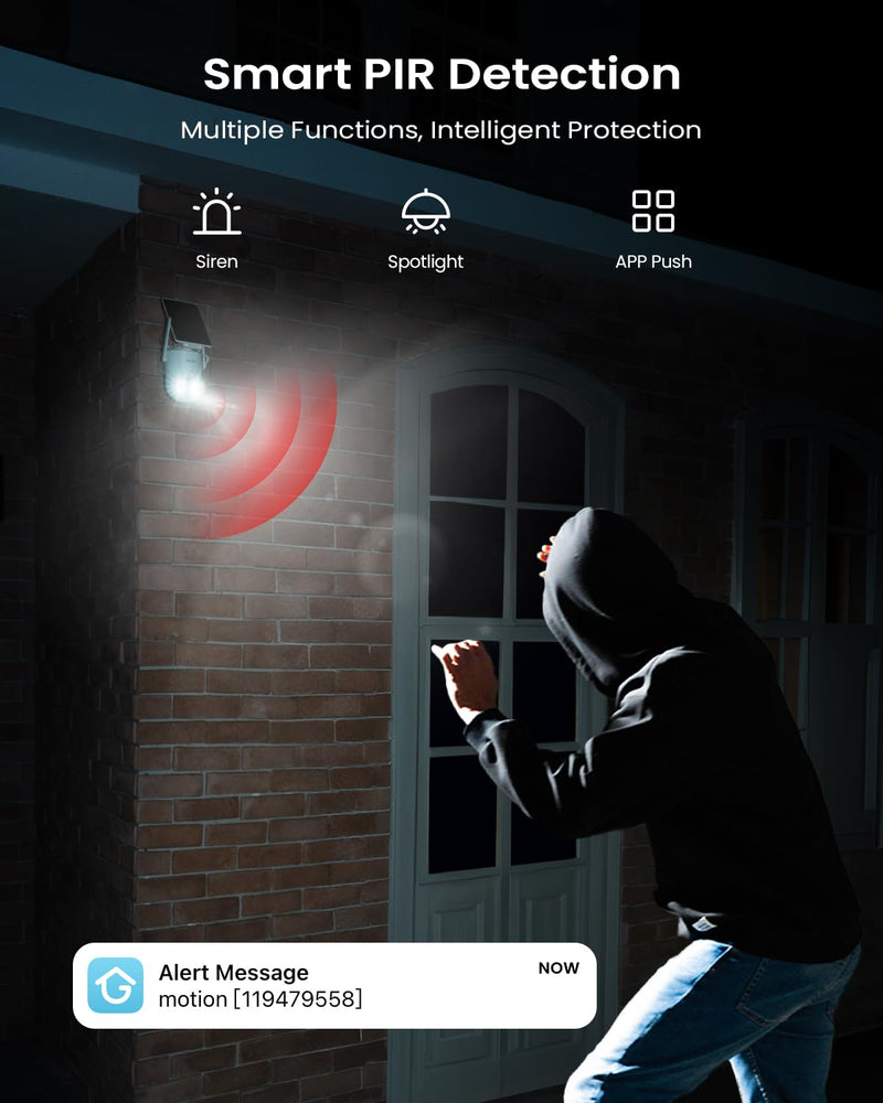 ieGeek Solar Security Camera Wireless Outdoor – 2K 3MP WiFi Camera with Removable Solar Panel, Long Battery Life, 360° Pan Tilt, Color Night Vision, AI Detection, 2-Way Audio, IP65 for Home Security Security White 1 Pack