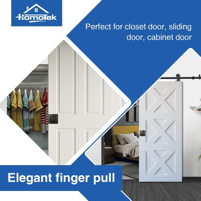 HOMOTEK Stainless Steel Flush Handles, 2-3/4 Inch Square Recessed Sliding Closet Door Finger Pulls, Inner Dia 2-1/8 Inch (54mm), Black, 4 Pack
