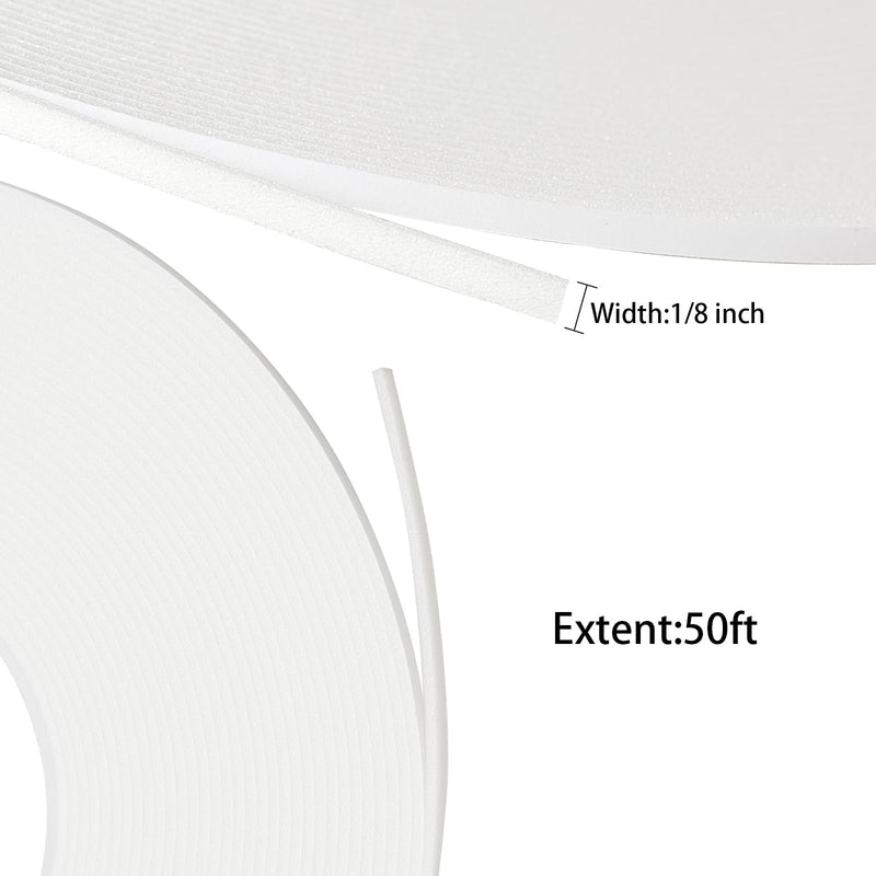 2 Roll of White Double Sided Foam Tape,PE Foam Tape，White Mounting Adhesive Tape (1/8 Inch by 50 Feet) 1/8 Inch (3mm)