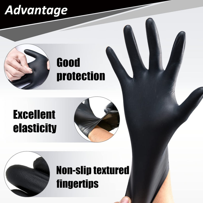PROMEDIX P Nitrile Gloves, 4mil-100 Count, Gloves Disposable Latex Free, Disposable Gloves for Cooking,Household,Food safe Medium (Pack of 100) Black Box of 100