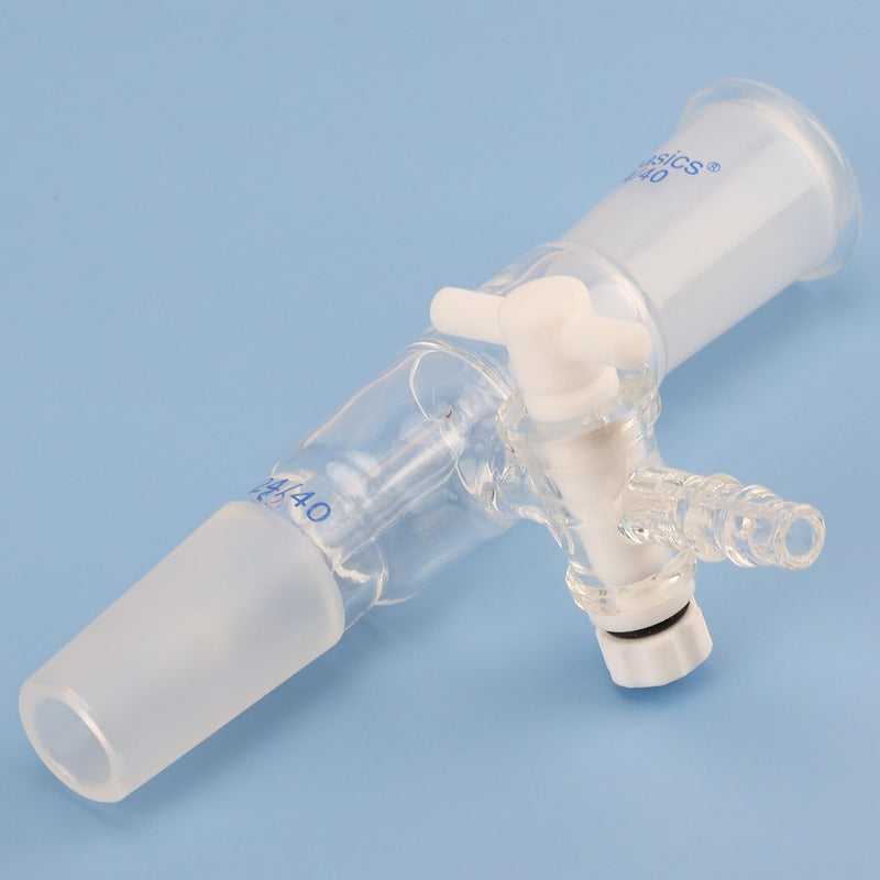 Labasics Vacuum Take Off Adapter, Borosilicate Glass Vertical Take Off Adapter with PTFE Stopcock, Standard 24/40 Joint