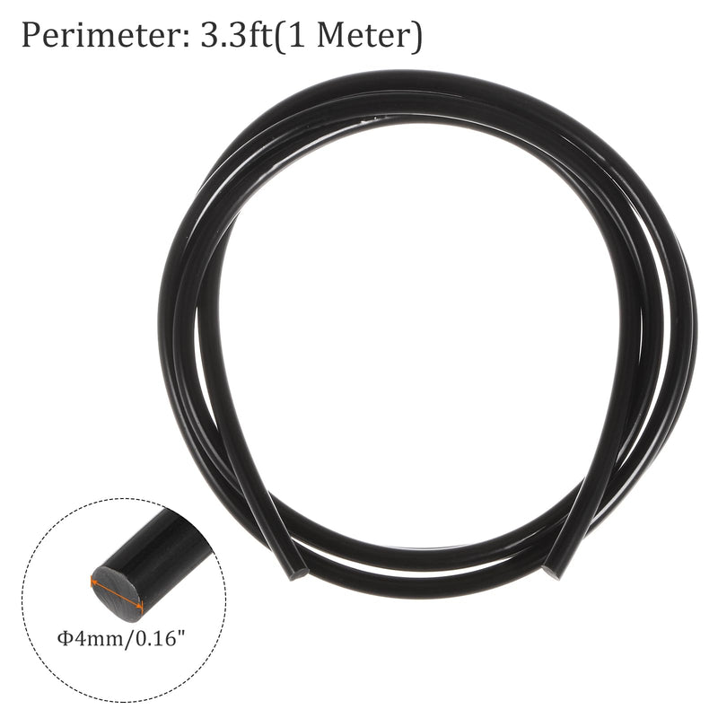 High-Performance Urethane Round Belting - [3.3ft(1m) Length x 4mm Diameter] PU Transmission Belt Polyurethane Belt for Drive Transmission Use, Black 1 M x 4 mm