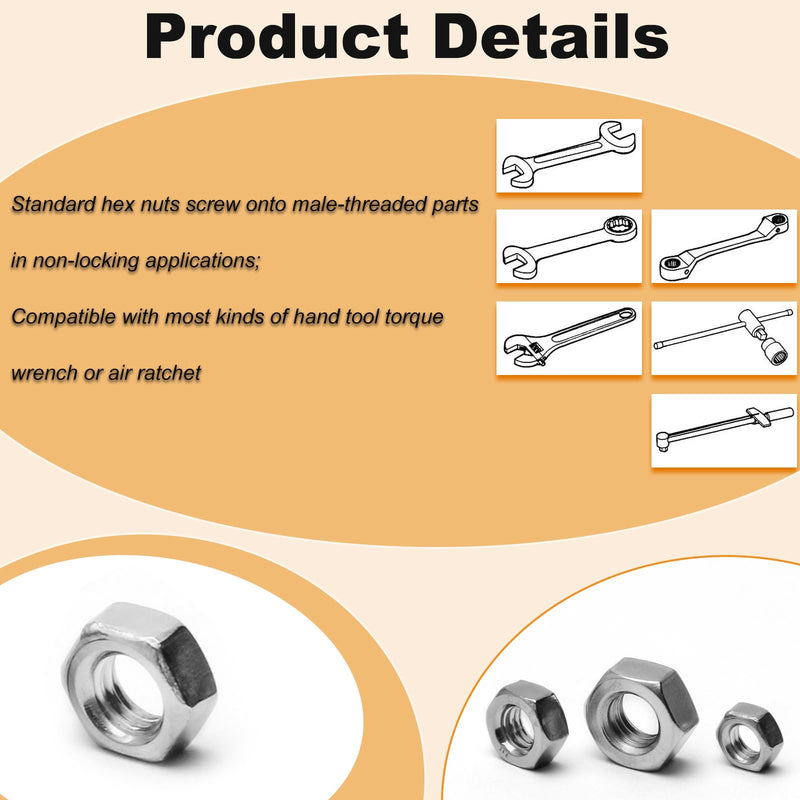 100pcs M5-0.8 Hex Nut, 304 Stainless Steel, M5 x 0.8mm Tiny Nuts Fasteners, Hex Drive, Metric, Right Hand, Small Replacement Nut