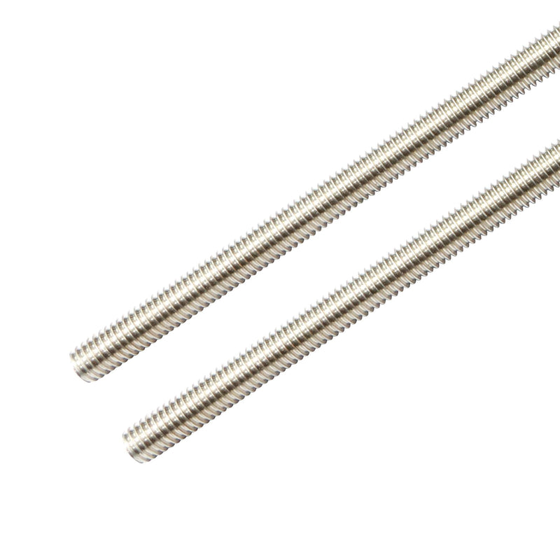 304 Stainless Steel 3/8"-16 Fully Threaded Rod, 4 Pieces 12" Length Long Threaded Rods