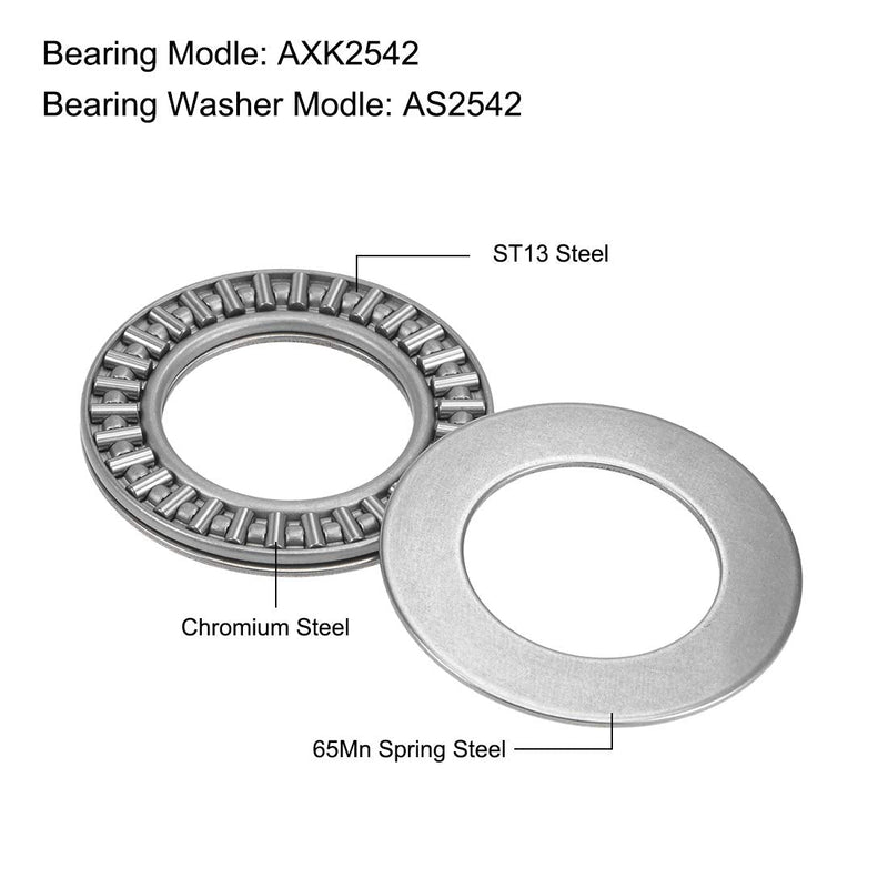 uxcell AXK2542 Thrust Needle Roller Bearings with Washers 25mm Bore 42mm OD 2mm Width 2pcs 25mmx42mmx2mm - NewNest Australia
