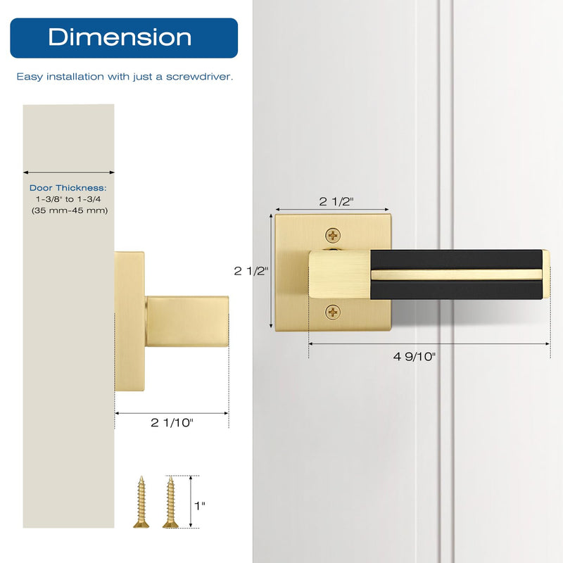 EHOMEWARE Gold Dummy Door Handles with Black Leather 3 Pack, Half Dummy No Lock Function Without Latch or Key, Pull or Push Function for Pantry or French Doors Dummy Door Handle - No Key No Latch
