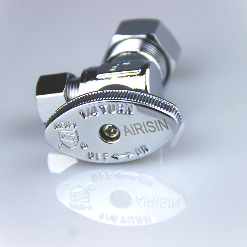 1/4 Quarter Turn Brass Angle Stop Valve 1/2" NOM Inlet (5/8"OD Comp) x 3/8" COMP Outlet,Water Shut Off Valve for Water Sink/Bathroom/Toilet/Kitchen (1-Pack) 5/8"OD COMP Inlet x 3/8"OD COMP Outlet