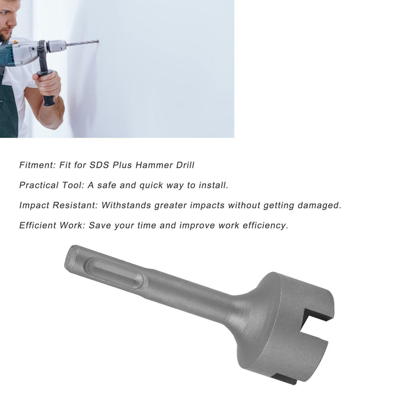 Ground Rod Driver Bits Socket Steel Easy Install Sturdy Light Weight Drill Tools for SDS Plus Hammer Drill (Cross)