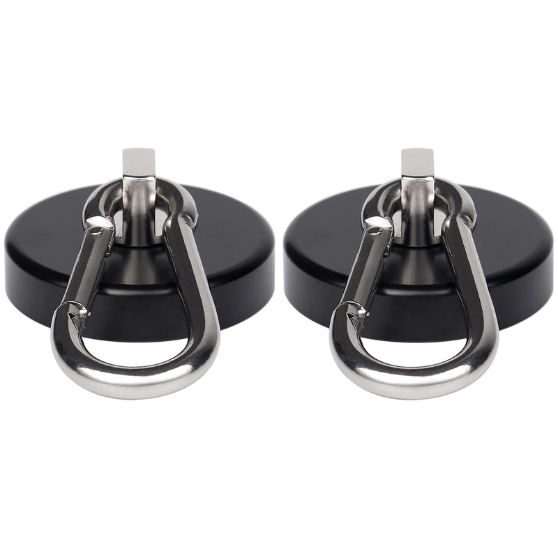 Magnetic Hooks 170lbs Heavy Duty Black Magnet Hooks with Swiveling Carabiner for Hanging Refrigerator Strong Large Neodymium Magnet (170LBS-2PACK-BLACK) 170LBS-2PACK