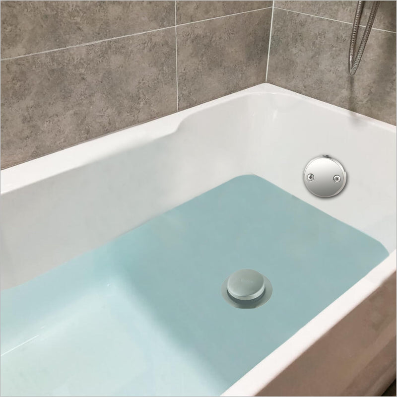 Brushed 1-1/2" Tubular Bath Drain Kit with Tip Toe Bathtub Drain Stopper, Wellup Tub Drain Kit Bath Waste and Overflow Cover, PVC Plastic Pipe for Standard Size Tubs, Brushed Nickel