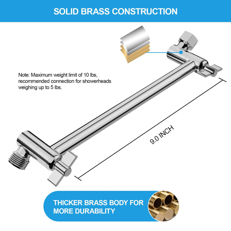 Lordear Shower Head Extension Arm 11 Inch Chrome,Adjustable Shower Arm Extension,Solid Stainless Steel Shower Extender for ShowerHead,Showerhead Extender With Universal Connection Polished Chrome