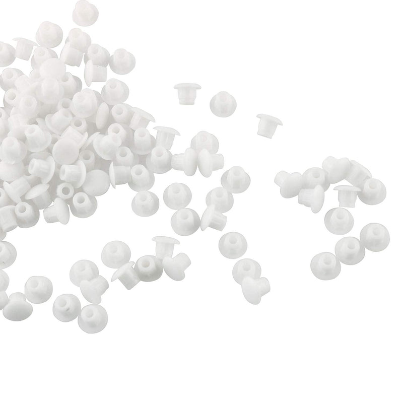 Tegg Screw Caps Cover 100PCS 5mm(3/16Inch) Flush Type White Plastic Panel Hole Plugs Button Tops for Cabinet Cupboard Shelf Furniture