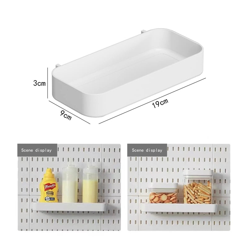 Chris.W 2Pack Pegboard Trays Pegboard Shelf White Pegboard Bins Pegboard Box Pegboard Spice Holder(7.5"x 3.5"x 1.2")- Compatible with IKEA Skadis Pegboard 2pcs Pegboard Shelves