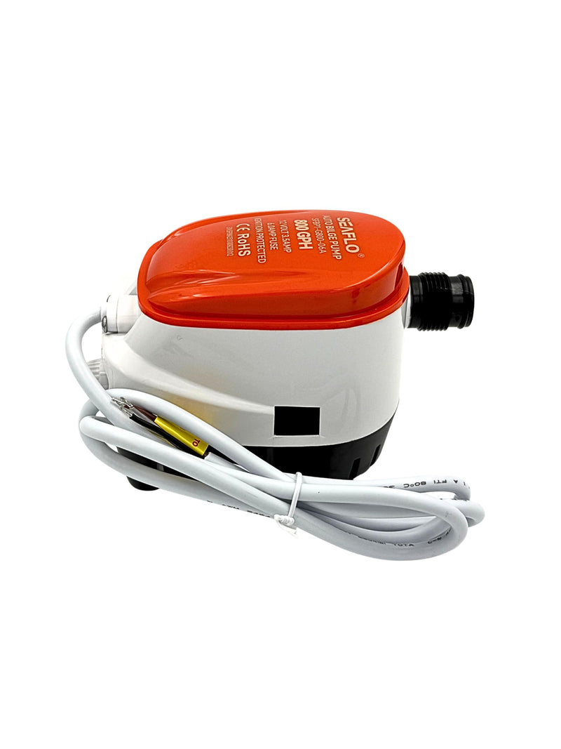 SEAFLO 06A Series Automatic Submersible Bilge Pump - 800 GPH, 12V, 3/4" Outlet, All-in-One Pump & Float Switch, Compact Marine Boat Yacht Bilge Pump - CE Rohs Certified, 4-Year Warranty