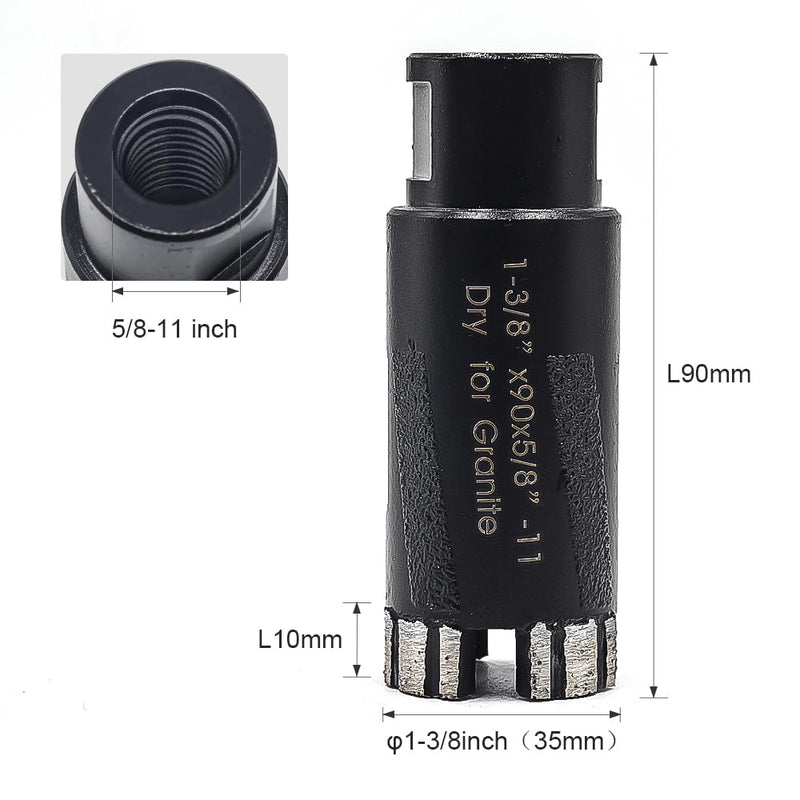 Ostek 1-3/8" Dry Diamond Core Drill Bit 5/8'-11 Thread for Granite 35mm Masonry Coring