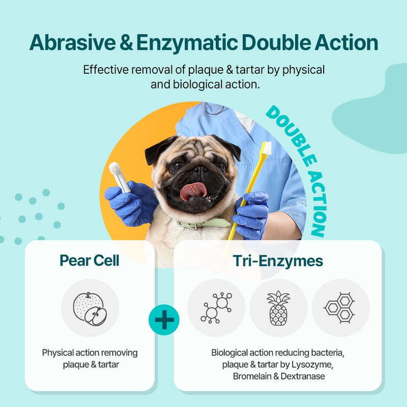 Dentimal Double Action Enzymatic Pet Toothpaste for Dogs & Cats, with Pear Stone Cells to Clean Teeth, Remove Plaque & Tartar, Freshens Breath, Gum Care, Safe for Puppies and Kittens, 2 fl oz