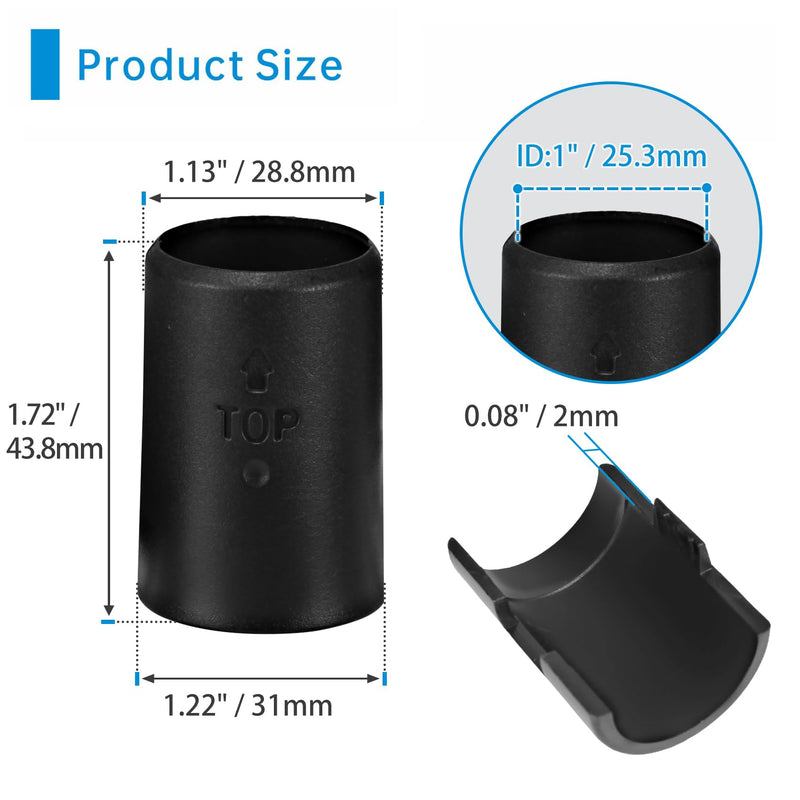 24pcs Black Wire Shelf Clips – Shelf Lock Clips for 1 Inch Pipe Shelving – Durable Plastic Replacements for Wire Shelving System (Fits 1" Diameter Pipes, 12 Pairs) 24 25mm ID, Fit 1" Pipes