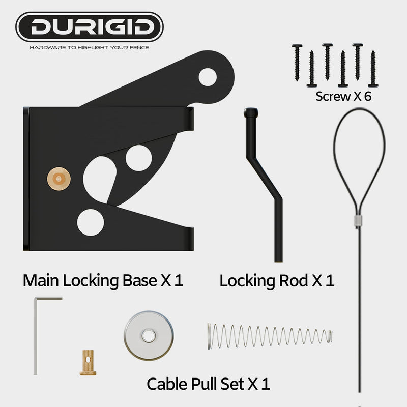 Spring Loaded Gate Latch Pull String Fence Gate Latch, Fingertip Release Self Latching Gate Latches, Small Gate Latch for Wooden Fence, Vinyl Door, Aluminum Gate, 1 Pack, Black