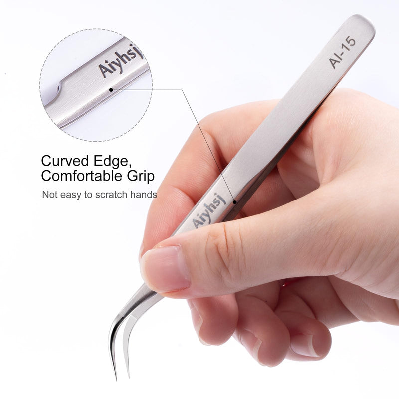 Precision Tweezer, Upgraded Professional Fine Tip curved Tweezer, High-end Stainless Steel Tweezer for Craft, Electronics, Soldering, Eyelash Extensions, Laboratory Work, Jewelry-Making Fine Tip Curved (4.72in)