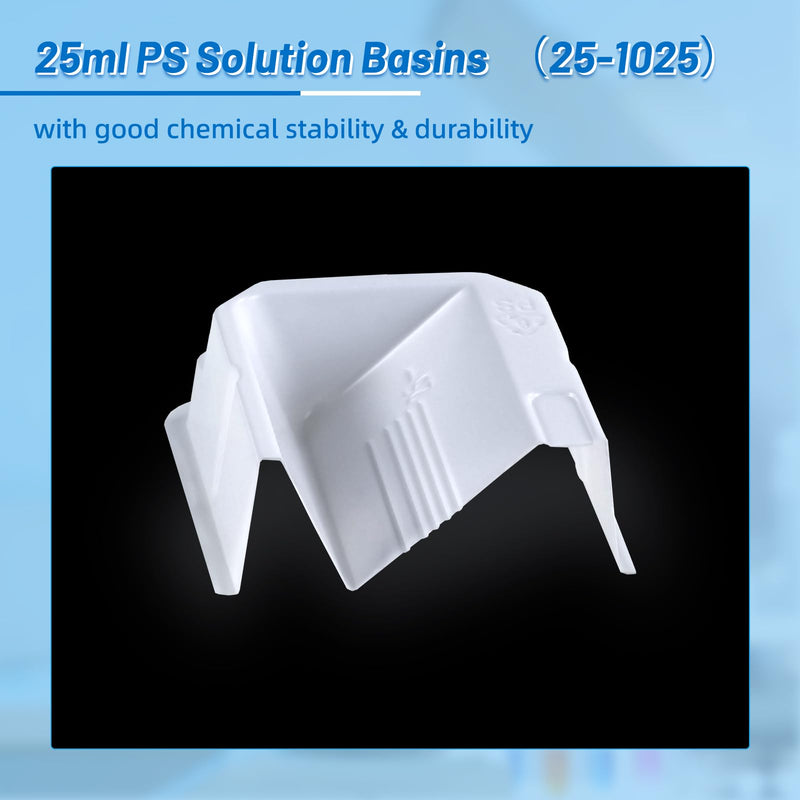 25ml Reagent Reservoir, Sterile Reservoir Tank, Pipetting Solution Basins, One-Channel, Individually Wrapped, PS, Pack of 20 25ml White