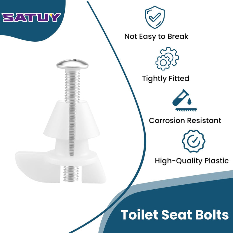 4 Pack White Toilet Seat Bolts & Screws for 1133024 Hardware Pack, Non-Slip, Secure Fit - Ideal for Toilet Seat Parts Replacement Silver