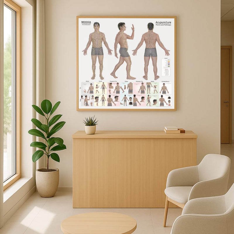 Miridia Acupuncture Chart - Huge Laminated Anatomical TCM Meridian & Points Poster - Clinic/Study Use - Accurate Acupuncture Point Chart - Clear Labels - Comprehensive Meridian System - 36x36, Male 36"L x 36"W
