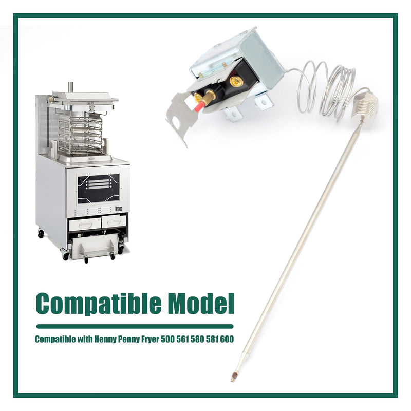YUXIVCNE LCH680240000 Manual Reset Hi-Limit Safety Thermostat High Limit 450 Degree F Compatible with Henny Penny Fryer Replace 16738 5225-21B, Thread 3/8" Electric Thermostats