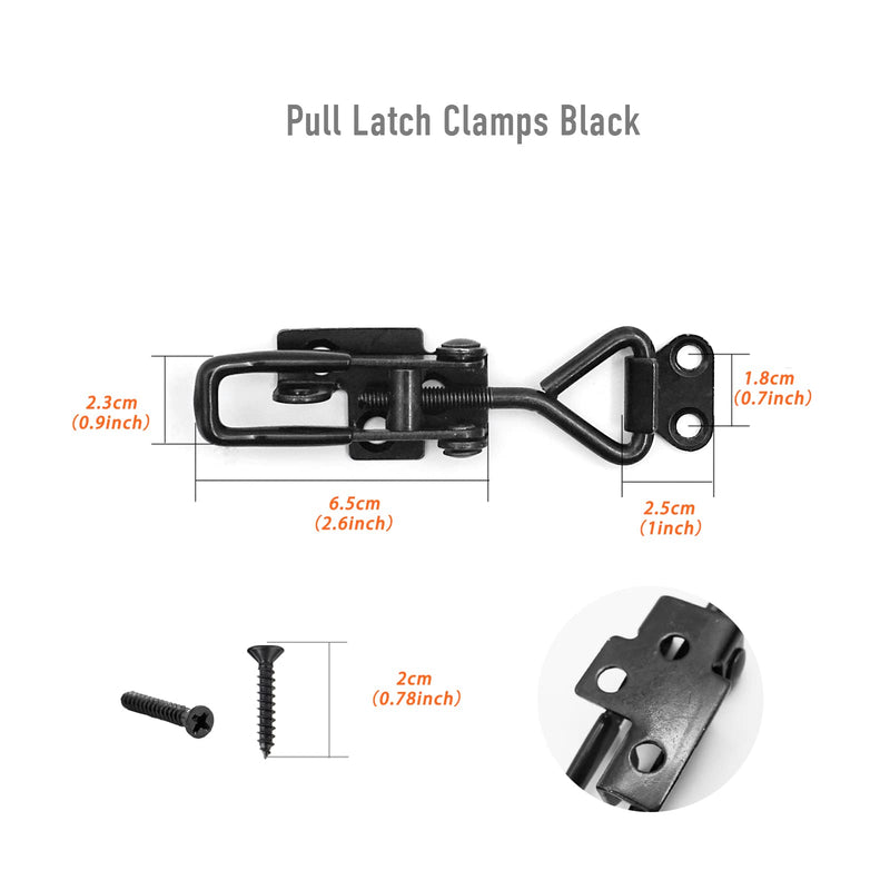 2 Pack Adjustable Black Toggle Clamp Latch(4002) Heavy Duty 550 lbs Capacity Toggle Latch & Quick Release Metal Pull Latches, Easy to Install for Lid Box Case Door Smoker(come with 10pcs 0.78" Screws) 4002（2pack）