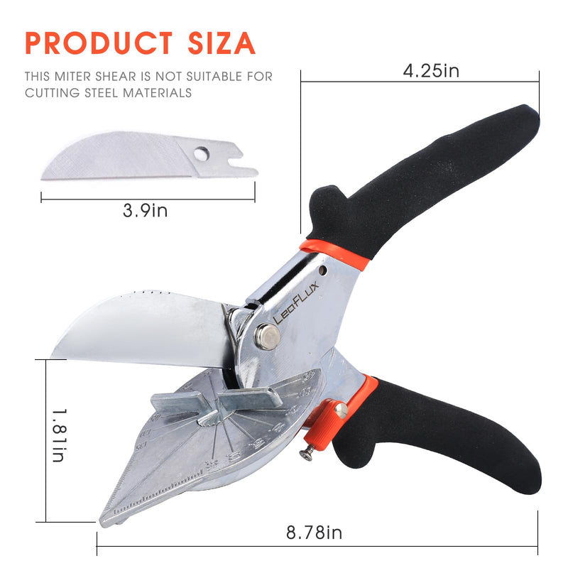 Miter Shears, Multifunctional Trunking Shears for Angular Cutting of Moulding and Trim, Adjustable at 45 to 135 Degree, Hand Tools for Cutting Soft Wood, Plastic, PVC, |LFXP3101S 3101S