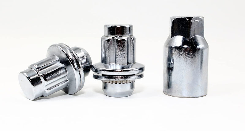 Set of 4 14x1.5 Veritek OEM Mag Washer Style Factory Replacement Chrome Lug Nut Wheel Locks w/Key for Toyota Sequoia Landcruiser Tundra Lexus LX VPE-45800N