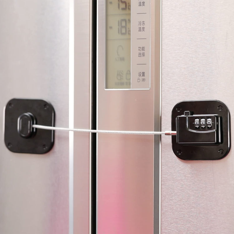 YEYA Upgraded Refrigerator Door Lock with Combination for Adults, Lock for Fridge, Freezer, File Cabinets, Desk Drawers, Locker, Child Safety Latch, Easy Install No Drlling 2 Pack Black 2 Pack 2 Count (Pack of 1)