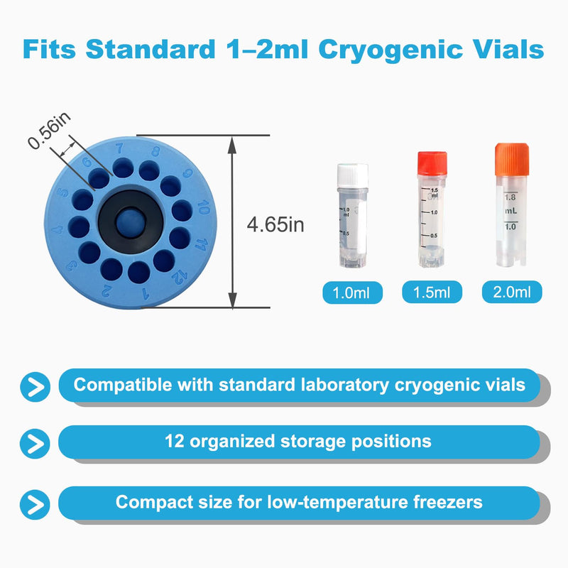 '-1℃(-33.8℉) Cooling Container for 12×2ml Vials, Alcohol-Free Foam Box with Solid Core, Reusable Storage Holder for Low Temperature Freezers