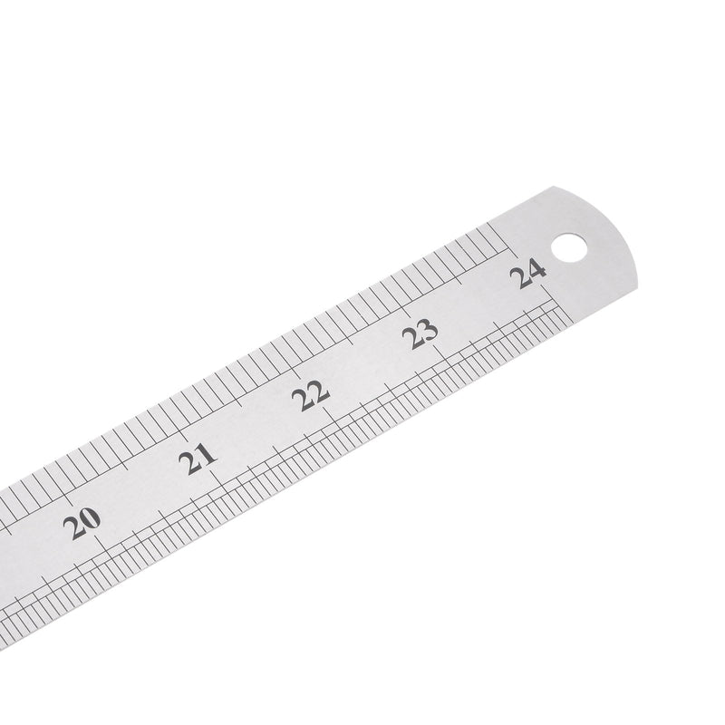 HARFINGTON 2pcs Stainless Steel Ruler 60cm/24 Length x 1/28" Thick x 1-1/7" Wide Inch and Metric Straight Edge Measuring Tools for Woodworking Painting Craft, Silver Tone 24"x1/28"x1-1/7" 2