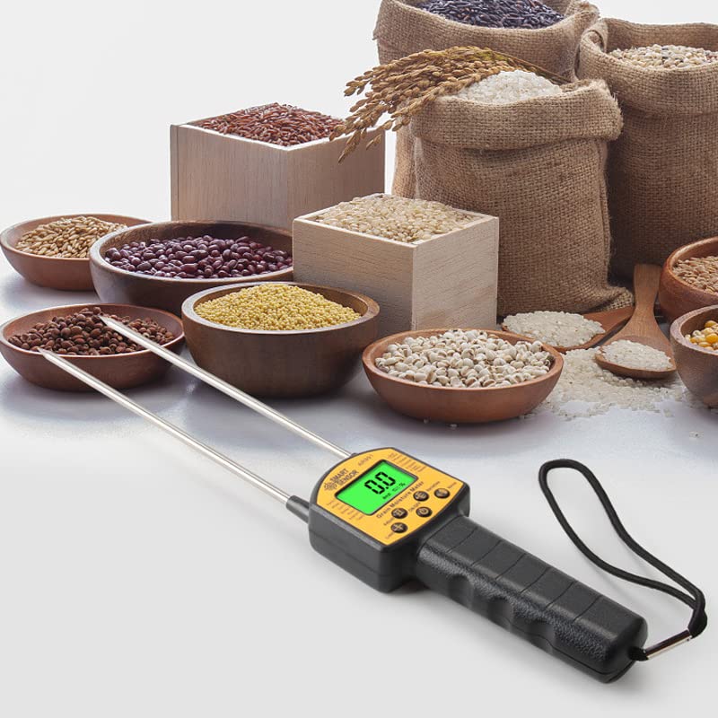 Portable Hay Meter,Grain Humidity Meter,Digital LCD Display Grain Moisture Meter for Wheat Corn Rice Peanut Soybean with Non Slip Handle