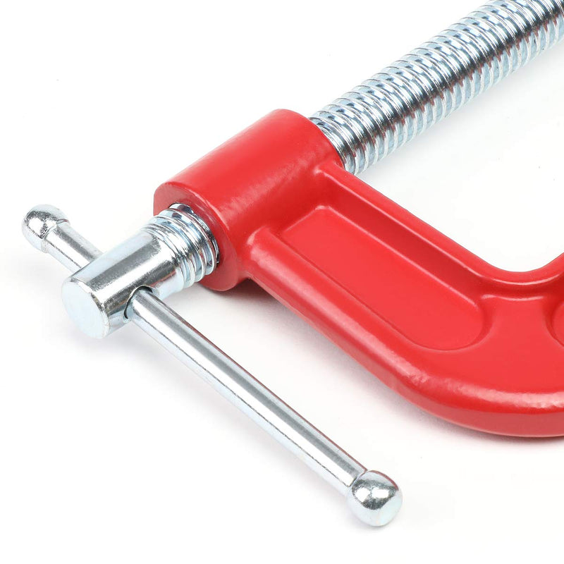 DNA Motoring TOOLS-00125 C-Clamp - 4 Inch Cast Iron Repair Tool w/Machined Steel Screw, Red Painted