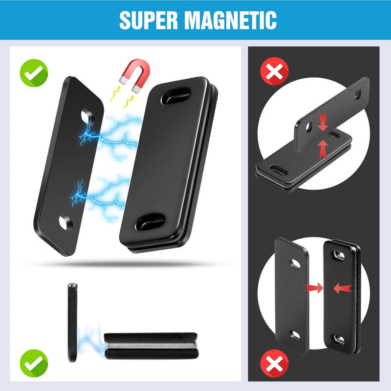 Ultra Thin Cabinet Magnets Door Catch,Cabinet Adhesive Drawer Latch,Cabinet Magnetic Catch for Kitchen,Closet Door,Cupboard Wardrobe,Sliding Door Closure,No-Gap Design,Black 4 Pack (Black 4PCS) Black 4PCS