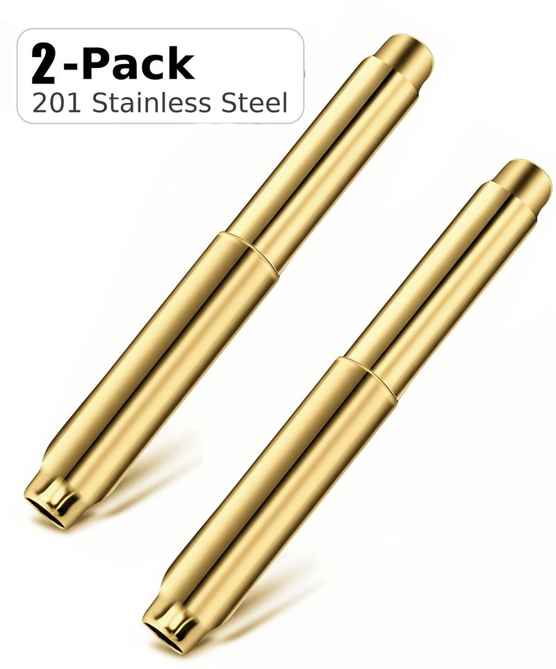 Stainless Steel Toilet Paper Holder Replacement Rod 6.5"–4.33" (165–110 mm), Universal Fit Spring Roller, Quick Press-to-Install (2, Gold) 2