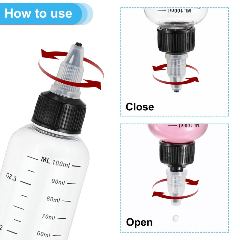 PATIKIL 8.5oz(250ml) Plastic Dispensing Bottle, 15Pcs Squeeze Graduated Empty Bottles with Black Twist Cap for Liquids, Inks, Oils, Sauces, Arts and Crafts, Transparent Clear Black 8.5oz(250ml)