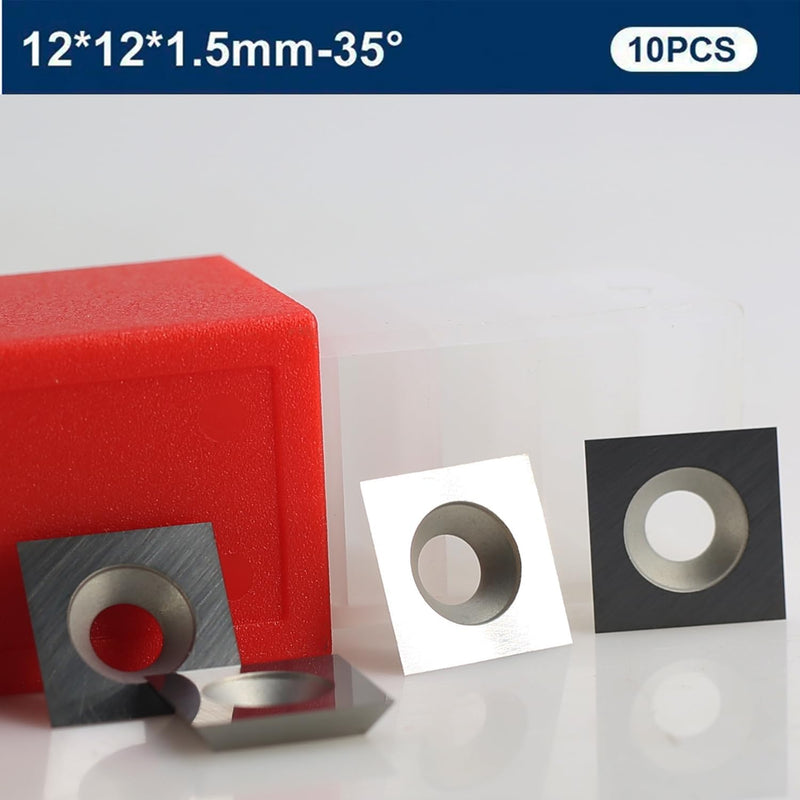10PCS 12x12x1.5mm(Thickness) Carbide Inserts Cutters for Slab Flattening Router Bit, 4-Cutting Edge(Reversible), Standard Square Replacement Blade for Surfacing Router bit 10PCS 0.47"x0.47"x0.06"