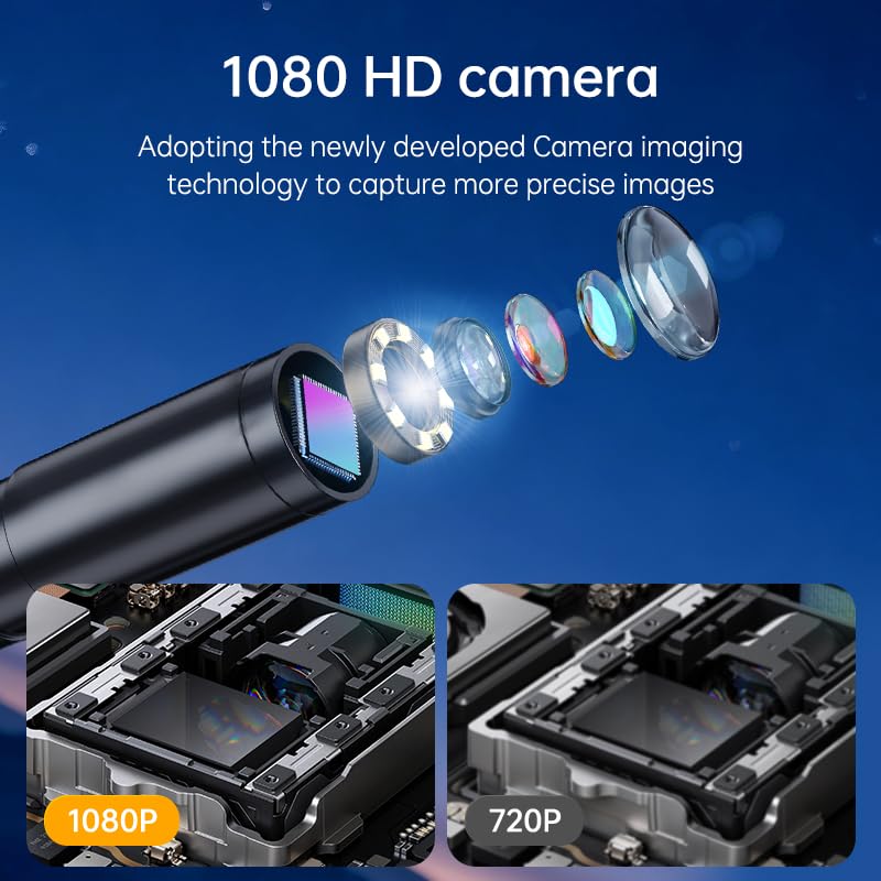 Endoscope Camera with Light: 4.3" 1080P HD Borescope Camera with 8 Adjustable LED Lights, IP67 Waterproof Snake Camera, Ideal for Inspecting Automotive Engines, Pipes, Great Tool for Men (16.5ft)