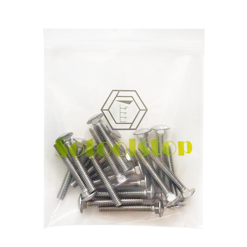 1/4-20 X 2 Carriage Bolts Screws, Stainless Steel 18-8 (304) Round Head Square Neck Carriage Bolts, Fully Threaded, Pack of 10 1/4-20 X 2"
