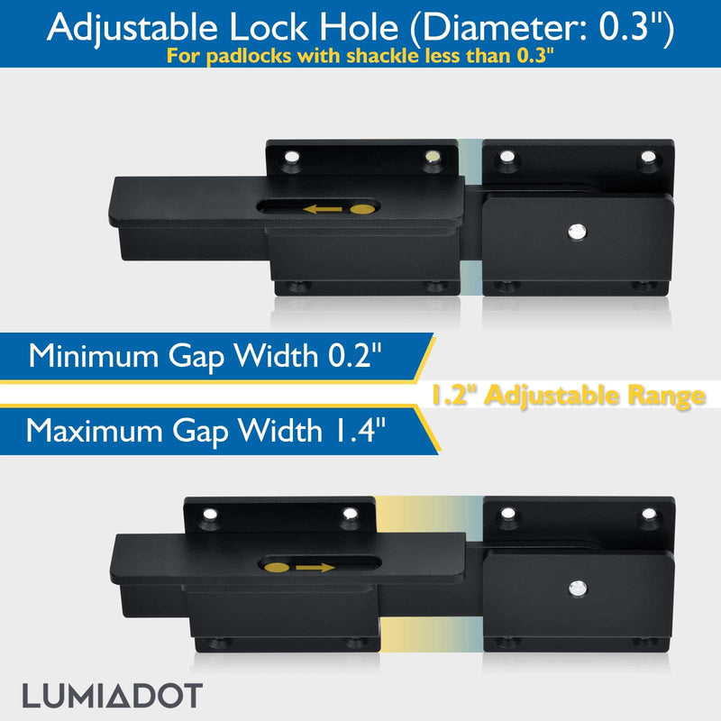 Flip Gate Latch Lock with Padlock Hole 2Pack, 3.5mm Heavy Duty Aluminum Alloy Adjustable Door Latch for Sliding Swing Open Door, Outdoor Gate, Wooden Fence, Barn Door, Shed, Garage, Yard 2 Pack