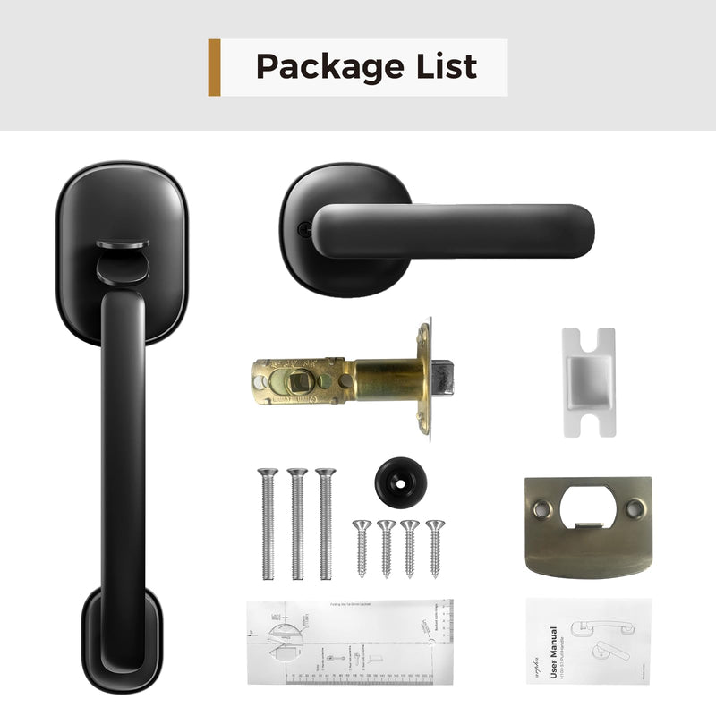 ARPHA Matte Black Front Door Entry Handleset,Entry Door Handleset for Right&Left-Handed Doors,Lower Half Grip,Deadbolt Not Included