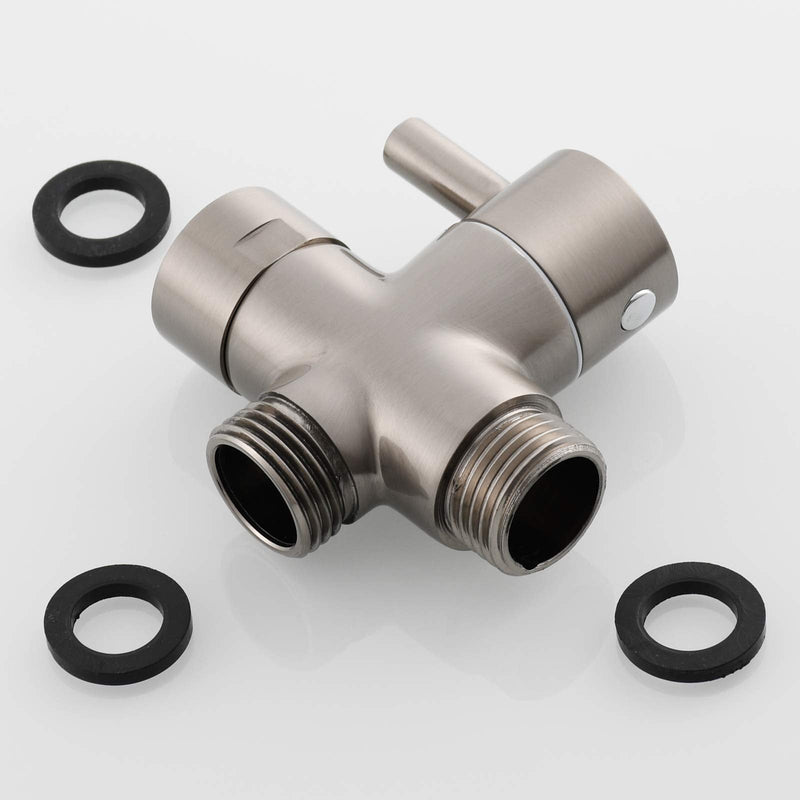 Shower Flow Control Valve G1/2" Brass 3 Way Shower Diverter Valve for Hand Shower and Shower Arm, Brushed Nickel, DSF007NA