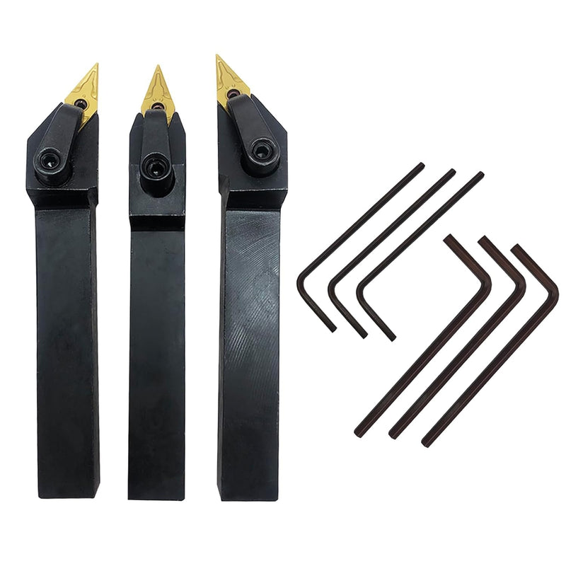 GBJ 3PCS 5/8" MVJNR MVJNL MVVNN holder with Carbide Turning Inserts VNMG331 CNC Lathe Turning Tools for machining Steel parts/stainless steel 3pcs Holders with 3pcs VNMG160404 inserts