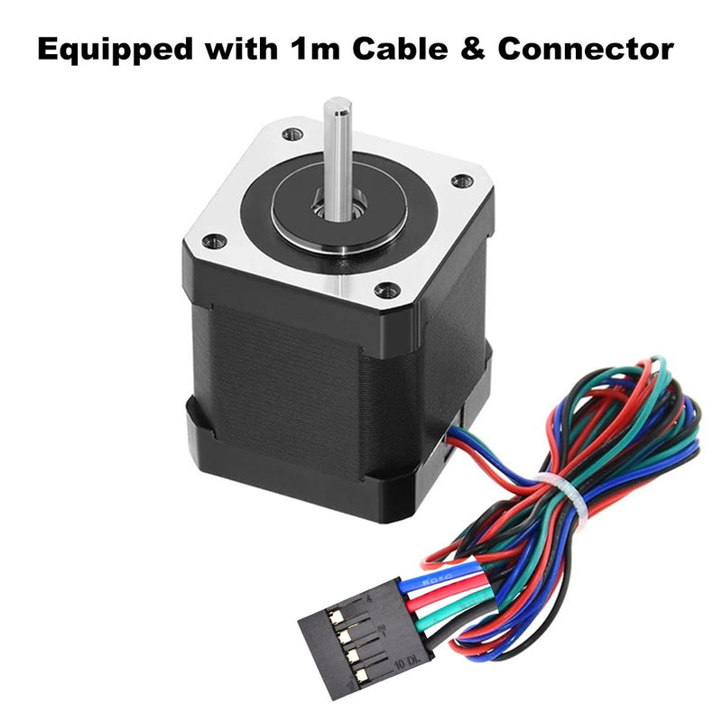 5PCS Nema 17 Stepper Motor, 2A Bipolar Stepper Motor, 59Ncm 84oz.in High Torque Stepper Motor, 48mm 4-Lead with 1m Cable & Connector for 3D Printer CNC Machines DIY Projects