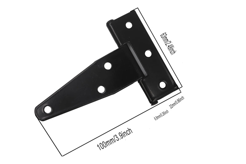 8pcs 4-inch Galvanized T-Shaped Hinge, Triangular Hinge, Triangular Hinge Slotted Bearing Door 4inch Black
